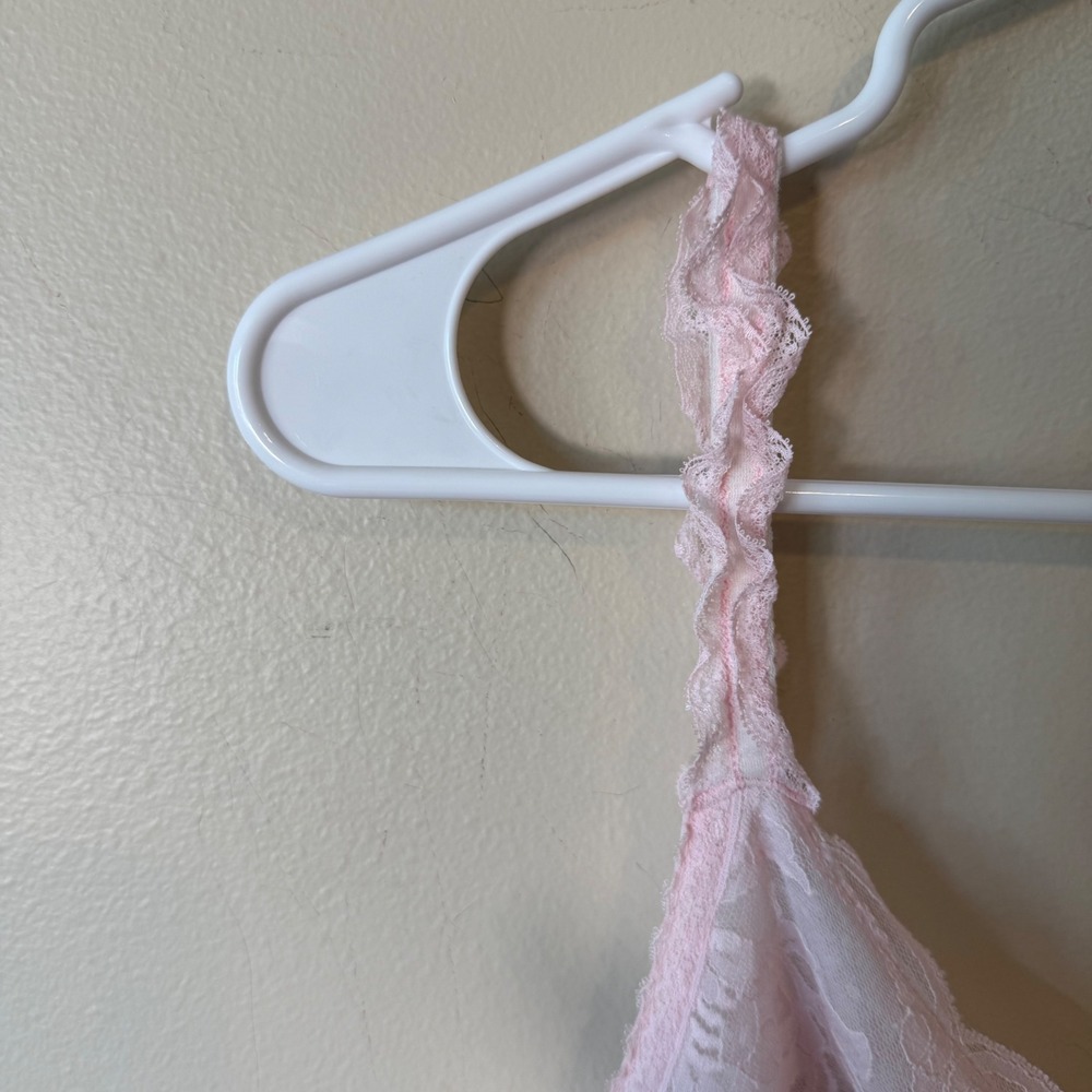 Vintage Pink Lace Bodice Nightgown Maxi Chemise Sleepwear Ruffle Strap Small - Picture 5 of 10